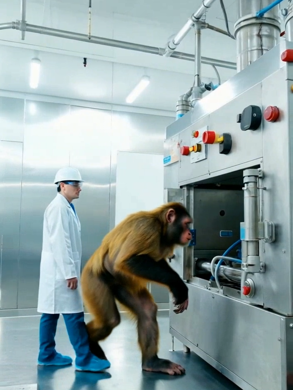 Ultra realistic industrial 😱  #meat #monkey #aifactory #virlvideo #aiindustry 