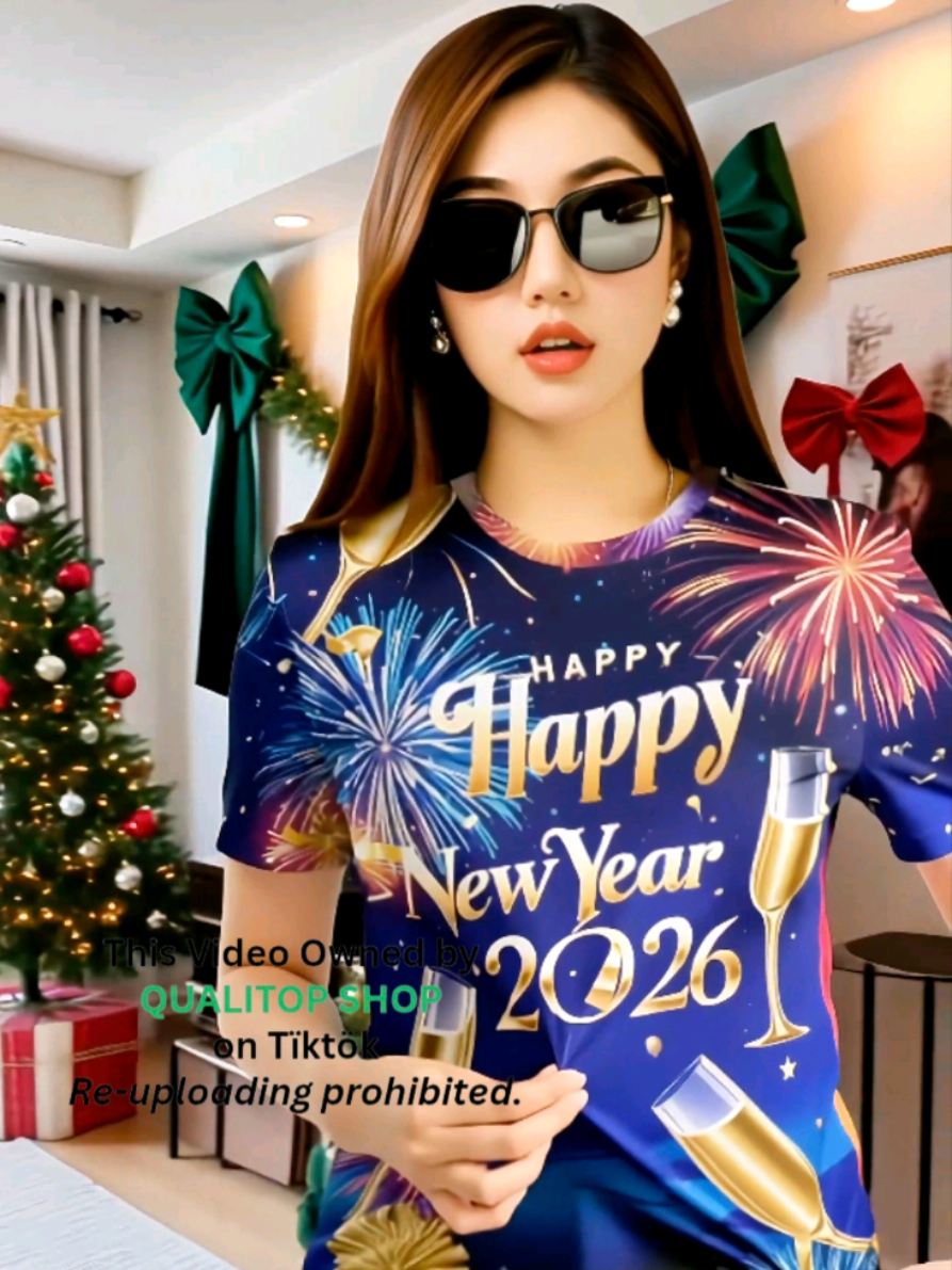 New Year's Shirts For Men And Women 3D Sublimation Printed T-Shirts Short Sleeve Red Oversized Loose Tops in Nylon Material. #newyear #trending #2026 #christmas #christmastiktok 