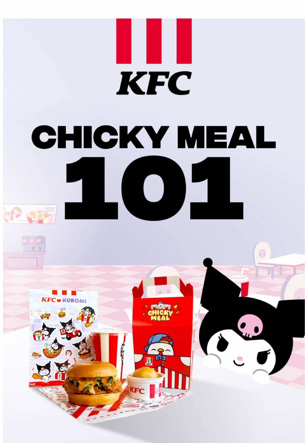 Haa… ni dia Chicky Meal favourite ramai! 😋 Ada Crispy Fillet Burger, Whipped Potato, Ice Lemon Tea, dan of course, ada kejutan comel 🎁 Cepattt, masa untuk ngap-ngap dengan Chicky Meal! 🍗🤩 #Kepci #KFCxKuromi