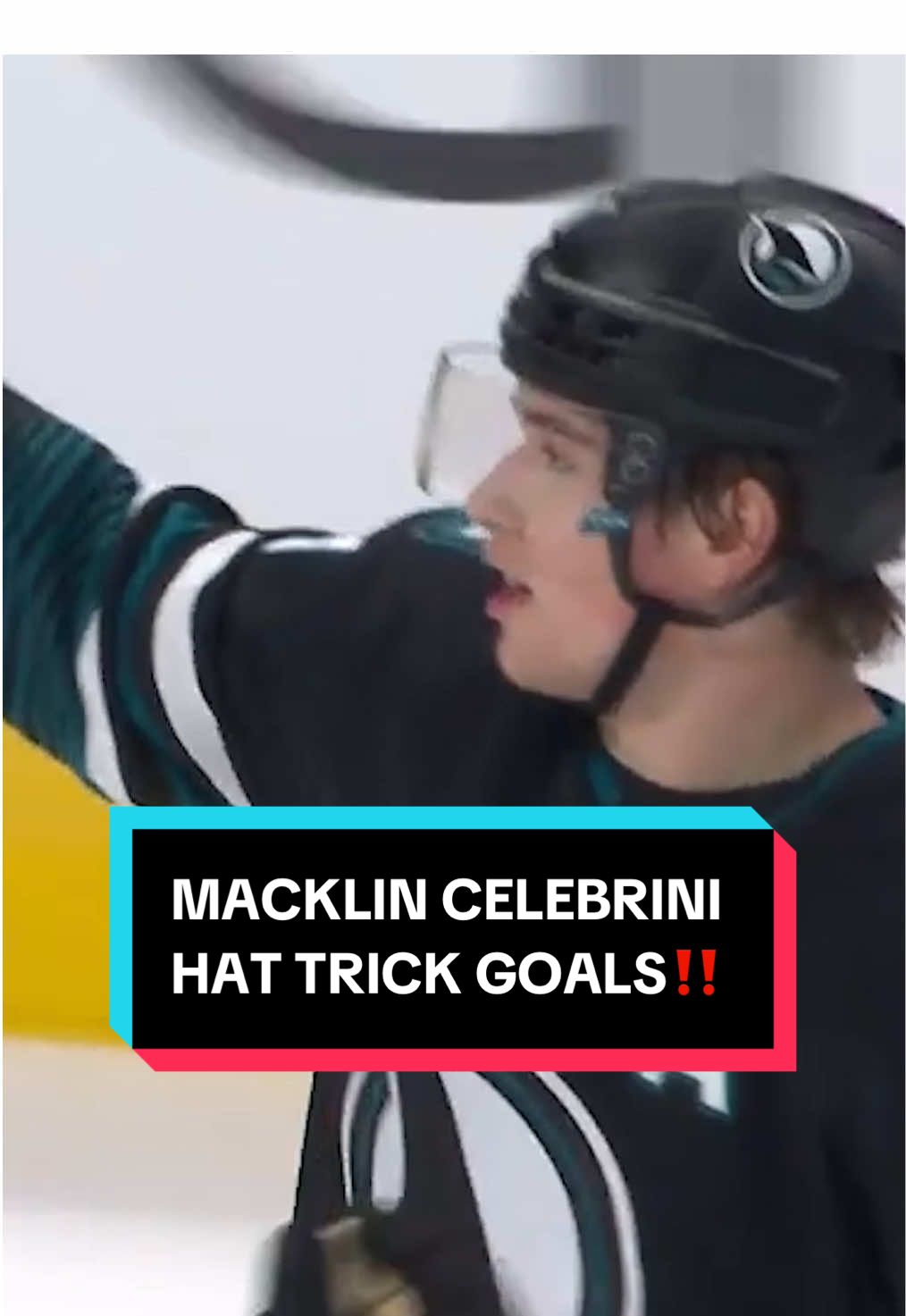 Make it THREE for Celebrini 🎩 #NHL #MacklinCelebrini #SanJoseSharks #hockey #sports 