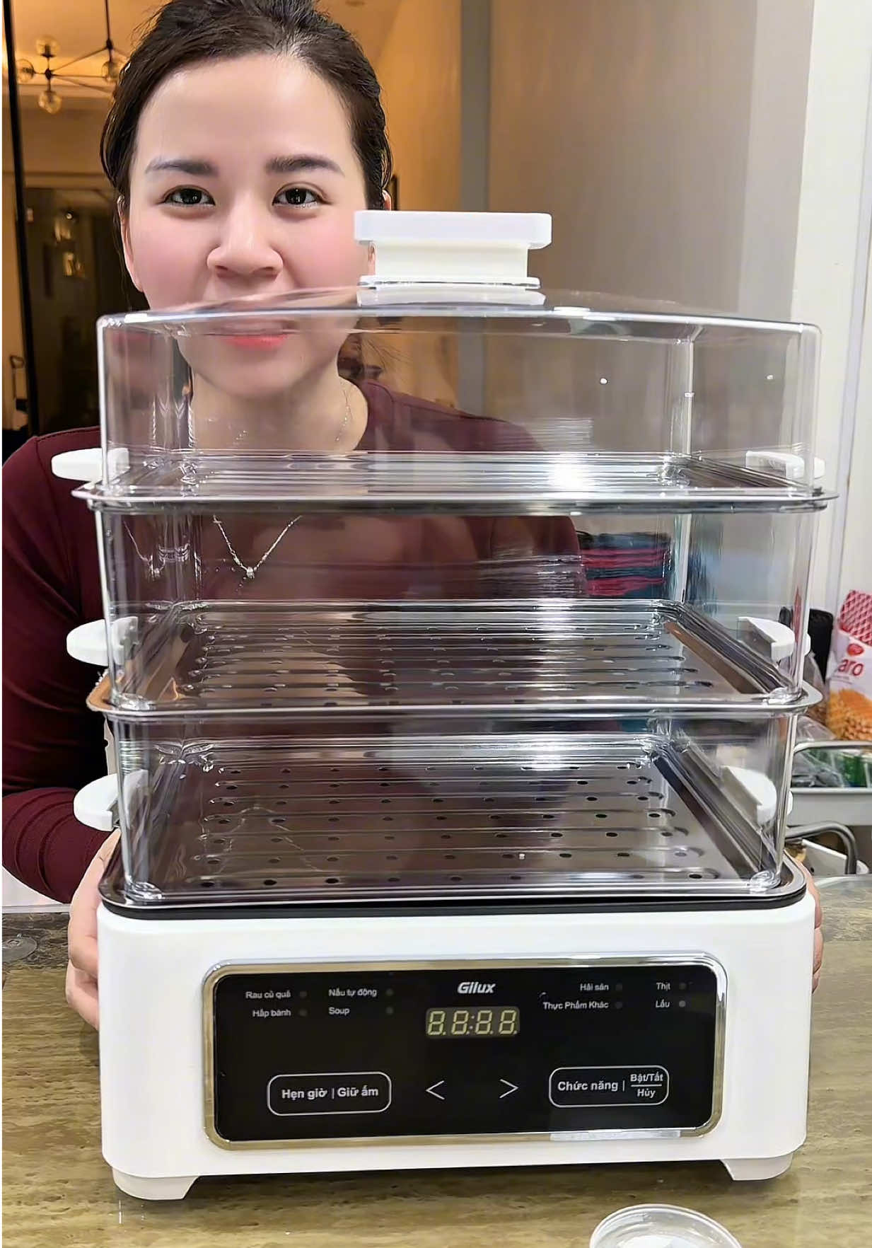 Nồi lẩu hơi đa năng 3 tầng hấp tiện lắm luôn ạ #xuhuong #noilauhoi #noilaudien #noilauhap #noilauhoigilux 