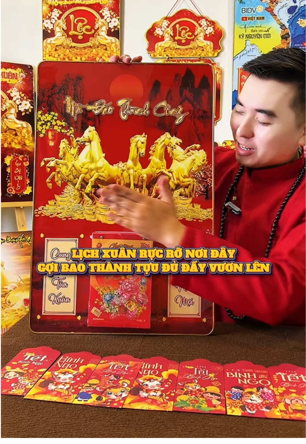 Tranh lịch mã đáo e để giỏ hàng màu vàng mời các bác lên đơn nha #ongbongonghe #lichtet #lichtreotuong #lich2026 #maihuyenanh 