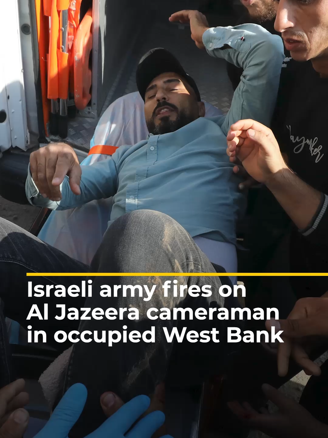 The Israeli army has shot and injured Al Jazeera Arabic cameraman Fadi Yassin while he was covering a protest by families displaced from the Nur Shams refugee camp in the occupied West Bank. #news
