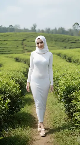 Setuju nggak nih, pemandangan terbaik itu yang bikin hati adem? 🌿 #KebunTeh #Adem #HijabAesthetic #Quotes #MLBBSkinGifts 