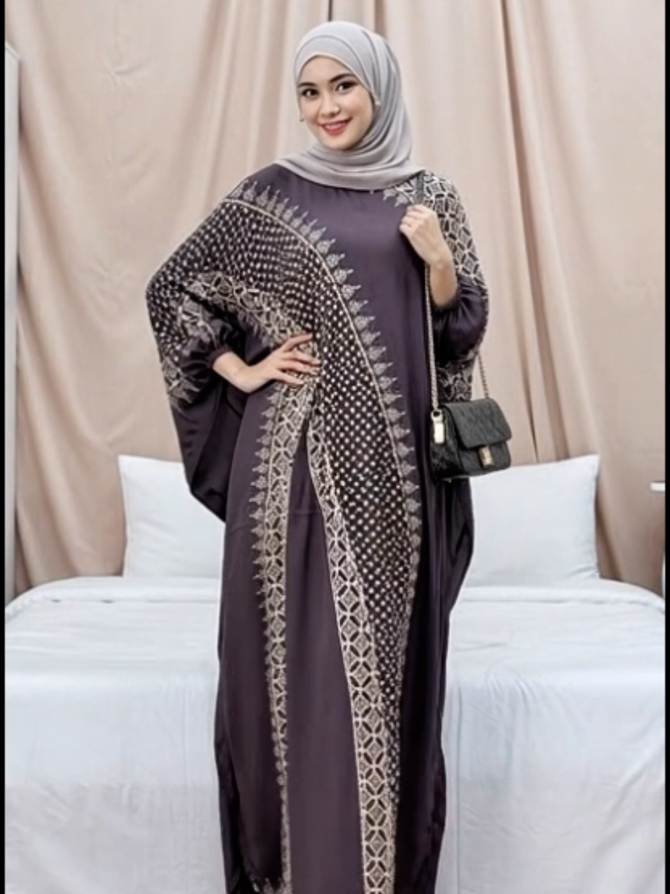Gamis Wanita Kaftan Motif Madinah Rayon Tebal Kekinian Cantik Bangettt 😍😍😍 #gamis #kaftan #kaftanrayon #homedress #OOTD