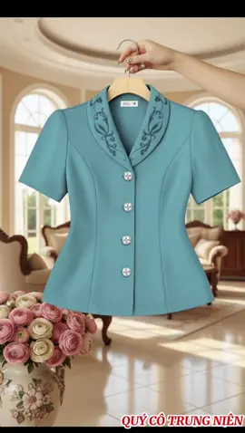 Áo trung niên cổ thêu tỉ mỉ, vải cotton lạnh thoáng mát , cúc áo kín loại sắc nét , sang trọng mà nền nã #aotrungnien #aotrungniencaocap #aotangme #trungniendep  @QUÝ CÔ TRUNG NIÊN _76 