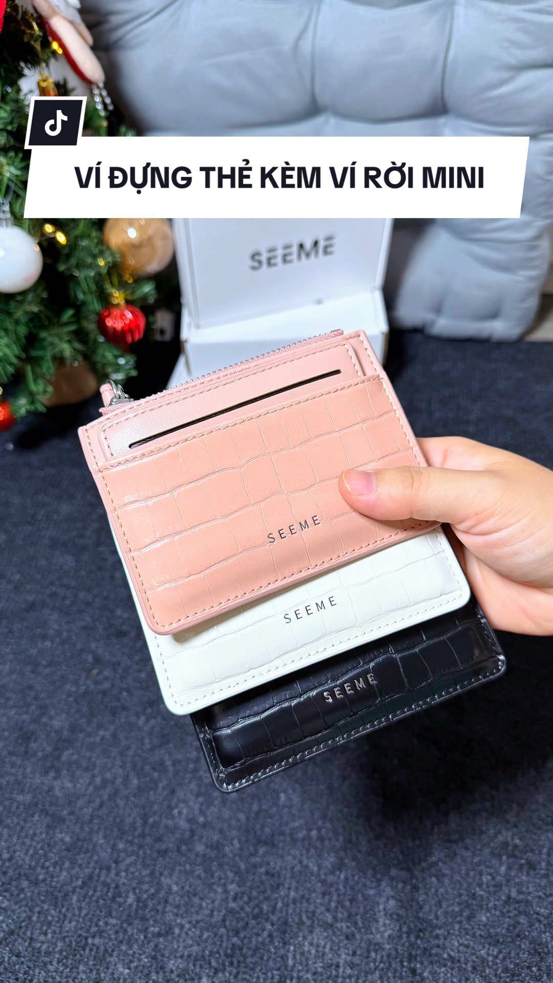 Ví đựng thẻ Seeme kèm ví nhỏ rời da sần đẹp sang nha mấy bà, nhỏ gọn tiện lợi #vinu #vidanu #seeme #review #vidungthe 
