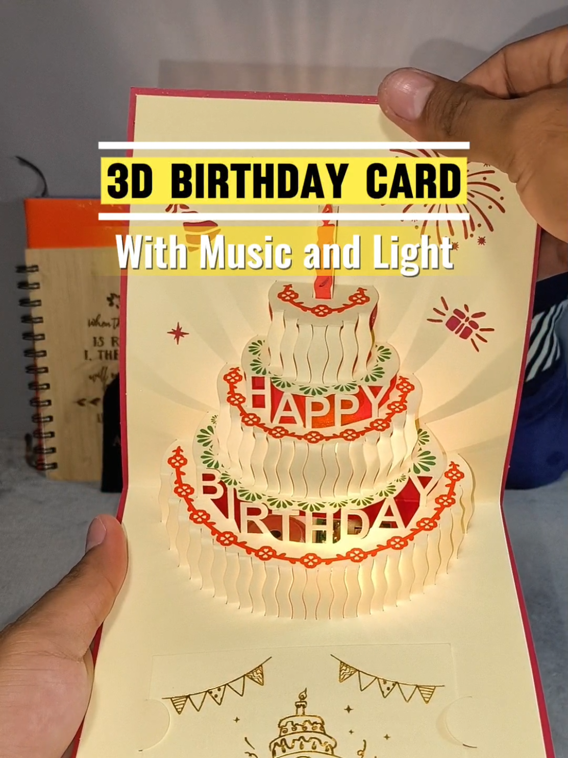 Customized 3D Birthday Card Cake with Music and Light, Birthday Greetings 🎂✨ #birthday #happybirthday #birthdaycard #birthdaygift #birthdaycardwithmusic 