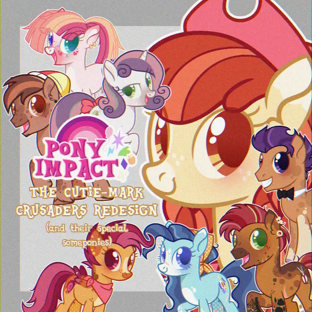 the CMC's (re)redesigns are finally here! I am really happy with how these newer ones turned out, they are closer to the show's actual style but still personalized enough! I decided to redesign their special someponies as well 🥹🫶 I loved drawing Button Mash and Toola Toola. make sure to check the last slides for some notes on the lore of my AU (Babs Seed and Button Mash's families, and some explanations on Scootaloo and Toola Roola). 🤩🩷 I've decided to also include all the current characters/ redesigns of my AU, just to let people know of them! 💪✨ #mlpg4 #mlpfim #cutiemarkcrusaders #fyp #ponyimpact 