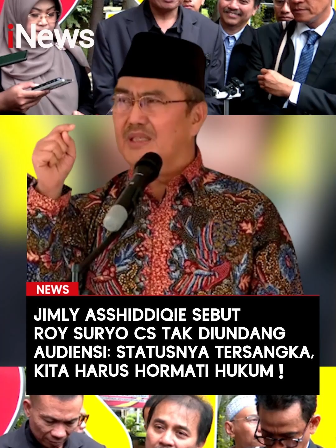 Terungkap penyebab Roy Suryo dan sejumlah tokoh memilih walk out dari audiensi dengan Tim Reformasi Polri.  Jimly Asshiddiqie mengatakan bahwa keputusan tersebut bukan karena tim enggan membahas isu ijazah palsu, melainkan karena status hukum Roy Suryo Cs yang kini sudah menjadi tersangka.  Ia pun menjelaskan Tim Reformasi Polri tidak mengundang Roy Suryo CS melainkan menerima surat yang berisi permohonan untuk mengikuti audiensi.  Baca selengkapnya di sini:  https://www.inews.id/news/nasional/roy-suryo-cs-walk-out-jimly-asshiddiqie-kita-tak-terima-yang-statusnya-tersangka #JimlyAsshiddiqie #ReformasiPolri #RoySuryoCS #RoySuryo #WalkOut #Ijazah