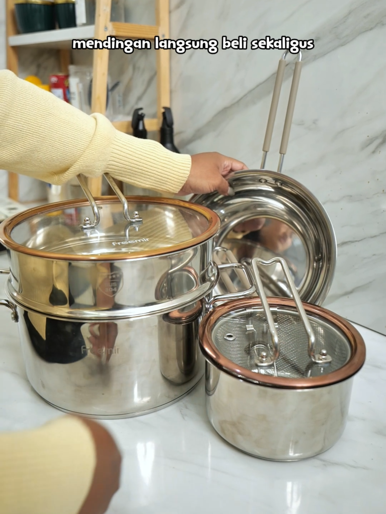 daripada beli satu-satu mendingan langsung beli sekaligus 😎 #freemir #panci #stainless