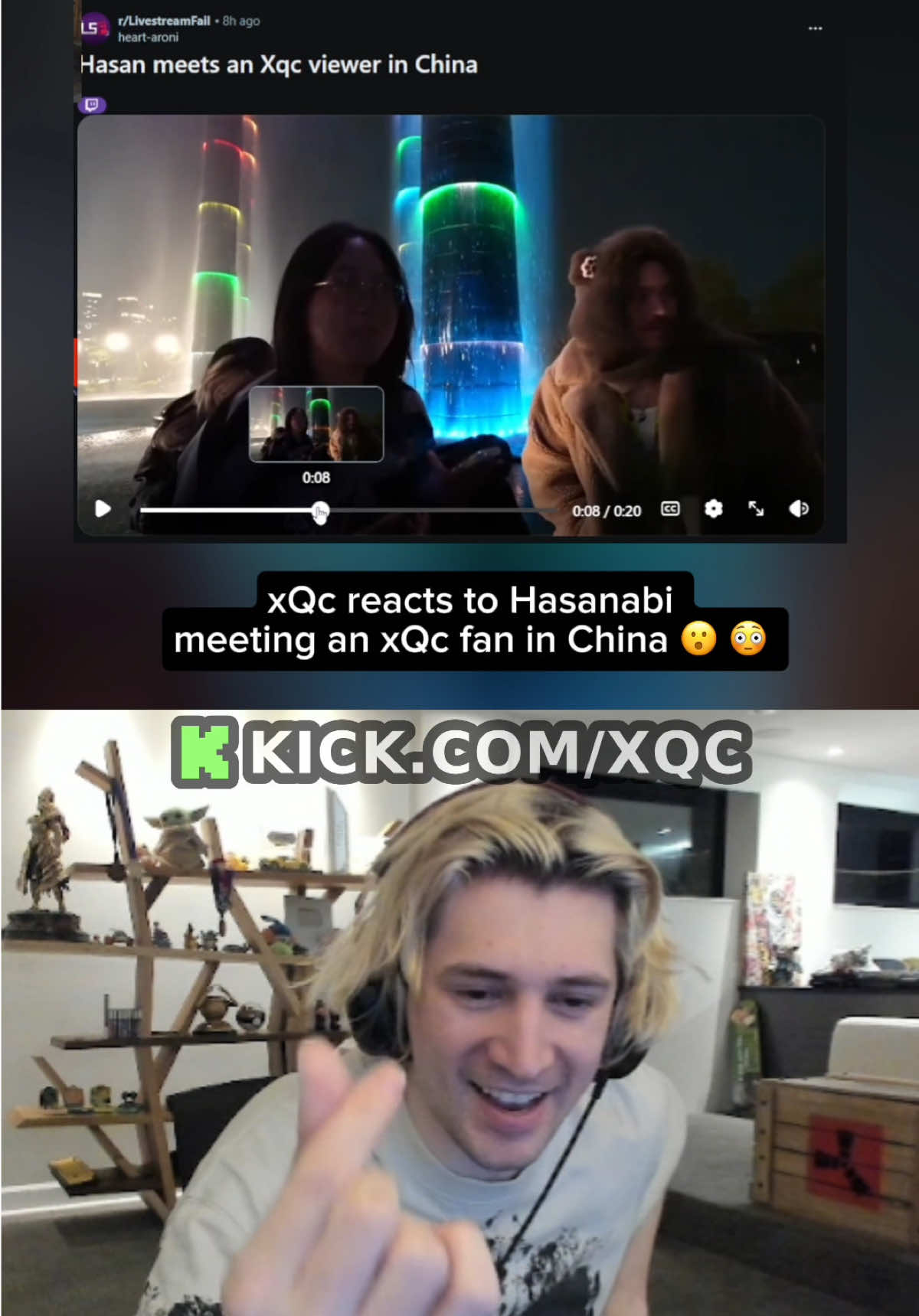 xQc reacts to Hasanabi meeting an xQc fan in China 😮 😳 #xqc #hasanabi #fyp #xqcclips #kick
