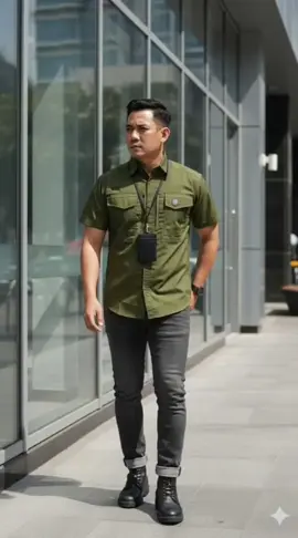 Model simple tapi kerennya dapet banget! 🔥 Udah siap upgrade gaya kamu?”#kemejatactical #kemejapendekpria #kemejarmy #ootdpria #tiktokfashionpria 