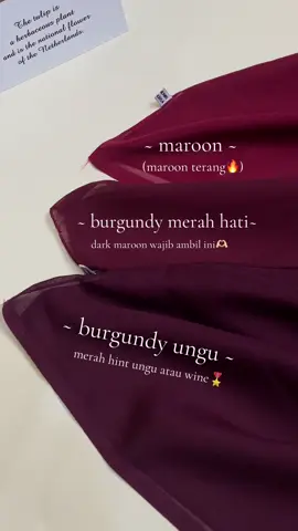 Yang masih bingung bedain warna burgundy ungu dan merah hati,maroon nihhh💫🤙🏻