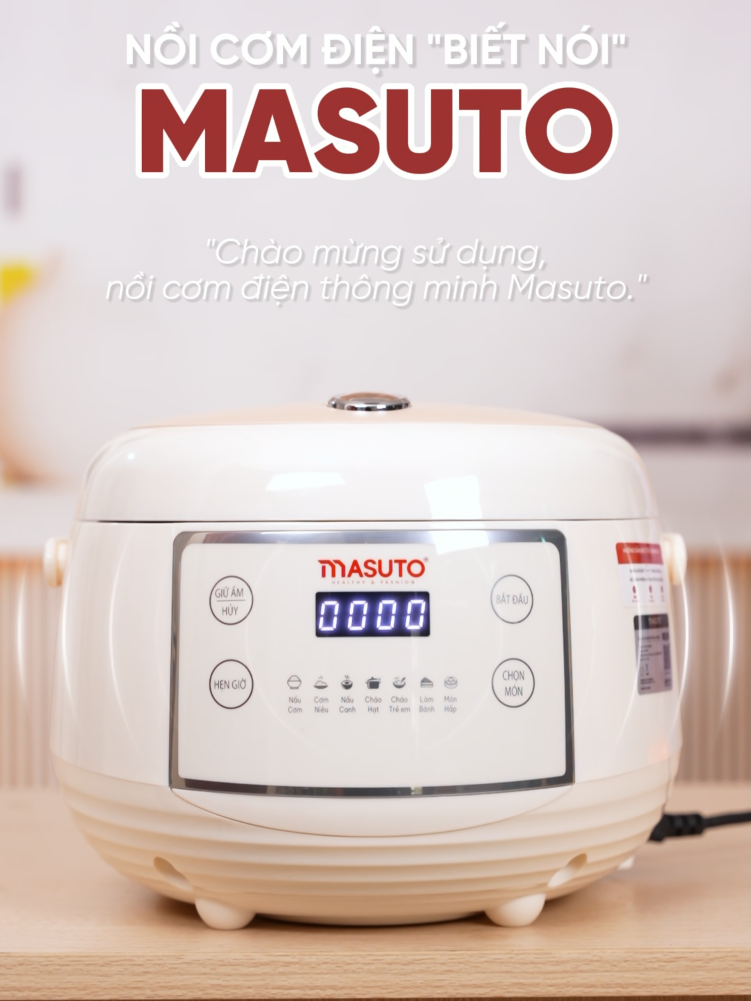 “ Nồi cơm ‘biết nói’ đầu tiên của Masuto 😍 📦 Lòng nồi ceramic – thiết kế quá sang 📢 Giọng AI báo trạng thái nấu nghe đã ghê!