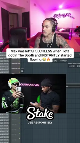 Max was left SPEECHLESS when Tota got In The Booth and INSTANTLY started flowing #plaqueboymax #tota #fyp #viral 