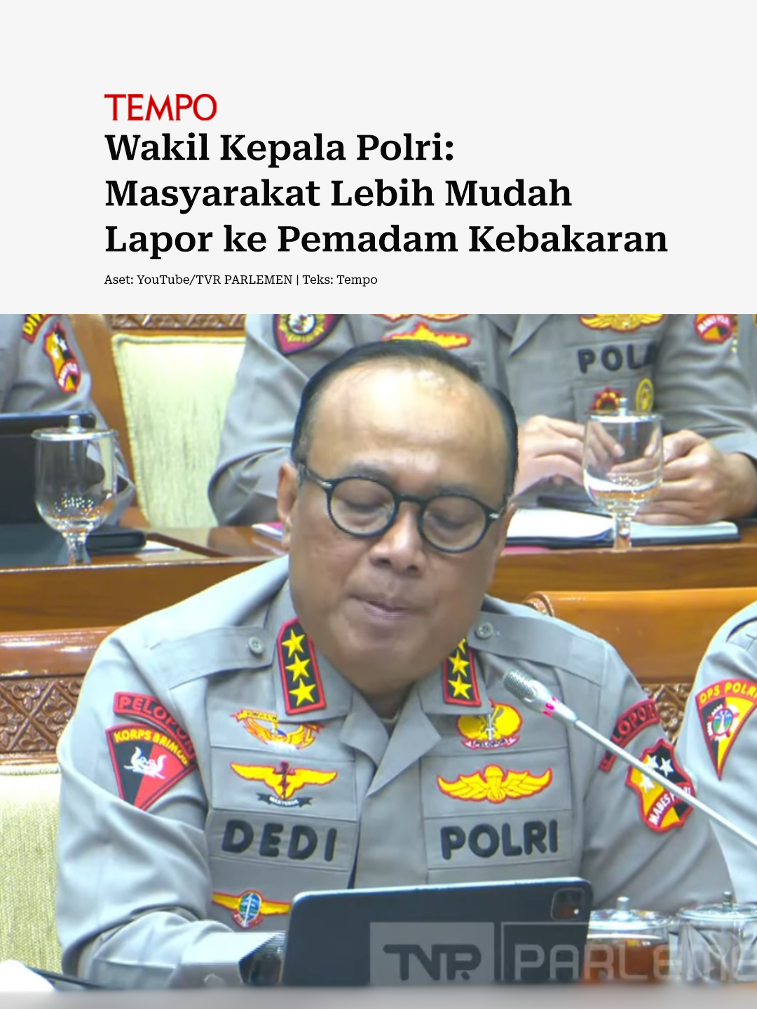 Wakil Kepala Polri Komisaris Jenderal Dedi Prasetyo mengakui polisi lambat dalam merespons laporan warga. Dia menyoroti lambatnya unit pelayanan publik milik Polri, yakni Sentra Pelayanan Kepolisian Terpadu, dalam merespons aduan masyarakat. #polisi #damkar #laporan #warga #tempodotco #tempomedia #berita #fypindonesia #fyp #tiktokberita