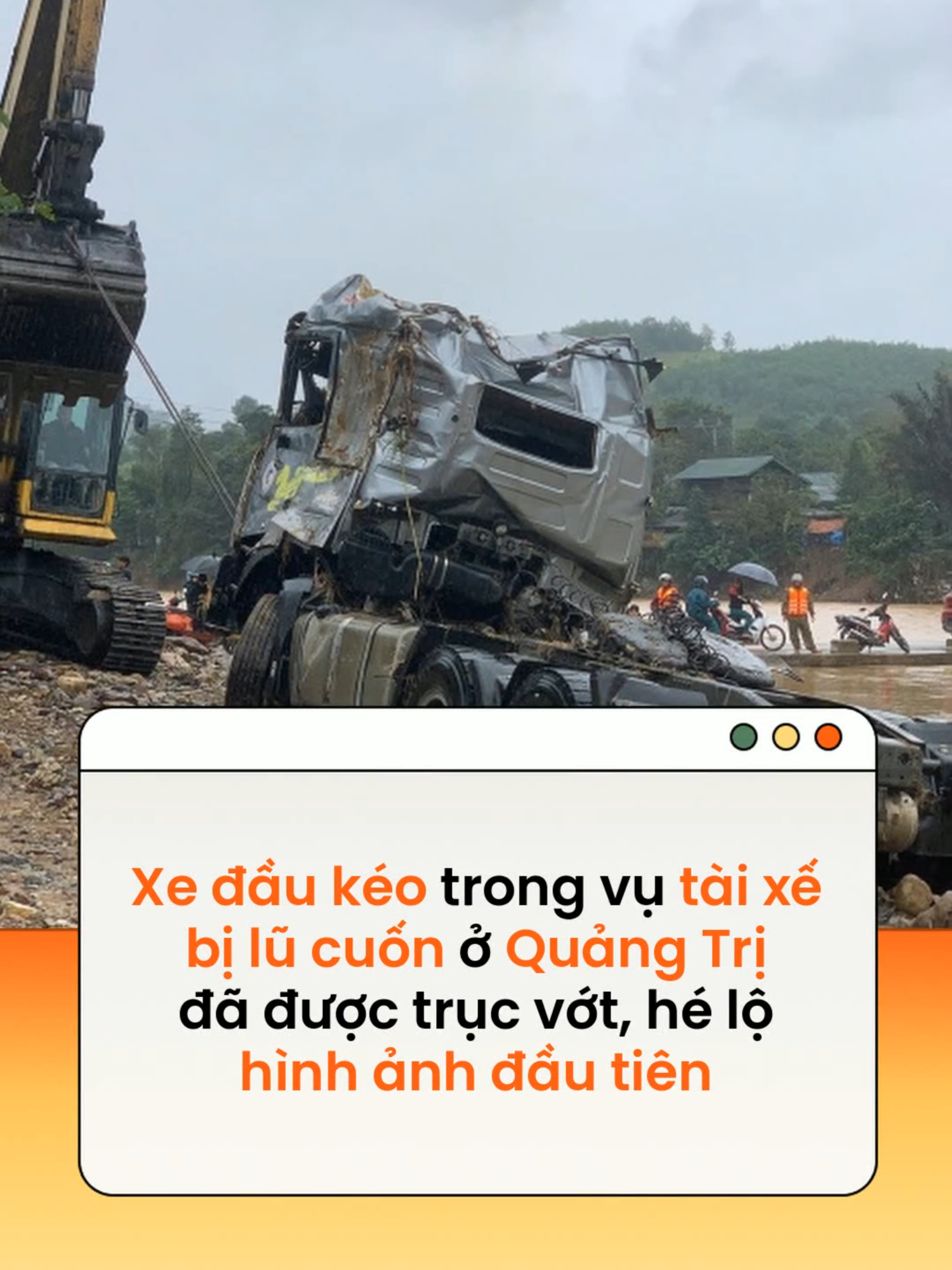 Trưa 19-11, xe đầu kéo trong vụ tài xế mất tích khi vượt ngầm tràn ngập lũ ở Quảng Trị đã được trục vớt, đưa lên bờ #news #amm  Theo Người lao động