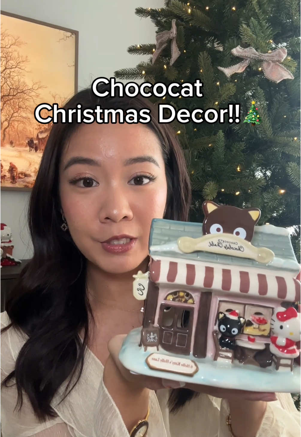 Correction Mr. Chococat is NOT she/her 🐾 my dream of creating a mini Christmas village this year is one step closer this was the perfect first house!! I got this from @Blue Sky Clayworks @Official Sanrio !!  #sanrio #chococat #christmasdecor #christmas 