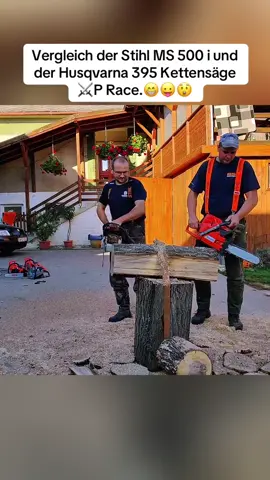 Vergleich der Stihl MS 500 i und der Husqvarna 395 Kettensäge ⚔️P Race.😁😛😲