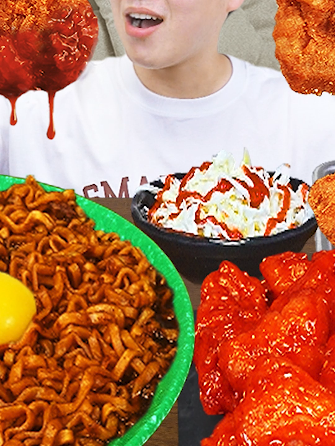 Jjapagetti & Spicy Chicken Mukbang!!! 🍗🔥 #foryou #foryourpage #foru #fyp #foryoupage #asmr #mukbang #mukbangkorean #cookingasmr #cooking #cook #jjapagetti #noodles #mexicana #spicy #chicken #porkcutlet #cheeseballs