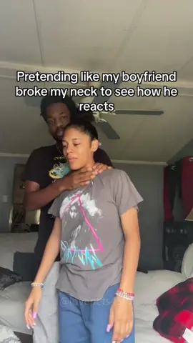Pretending like my bf broke my neck to see how he reacts😂#foryou #fyp #usa🇺🇸 #usa_tiktok #amazing #prank #funny 