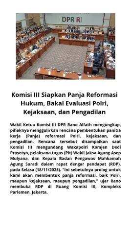 komisi III siapkan panja Reformasi Hukum,bakal evaluasi polri,kejaksaan dan pengadilan #beritaterkini  #beritaviral 