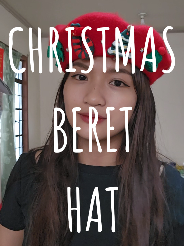 elevate your christmas ootd with this christmas beret hat, super comfy, can fit malalaking ulo like mine😅 there are other pretty colors available aside from this red one😉 grab yours na habang maaga pa para sa december ready na ang christmas outfit mo #christmasberet  #christmashairaccessories 