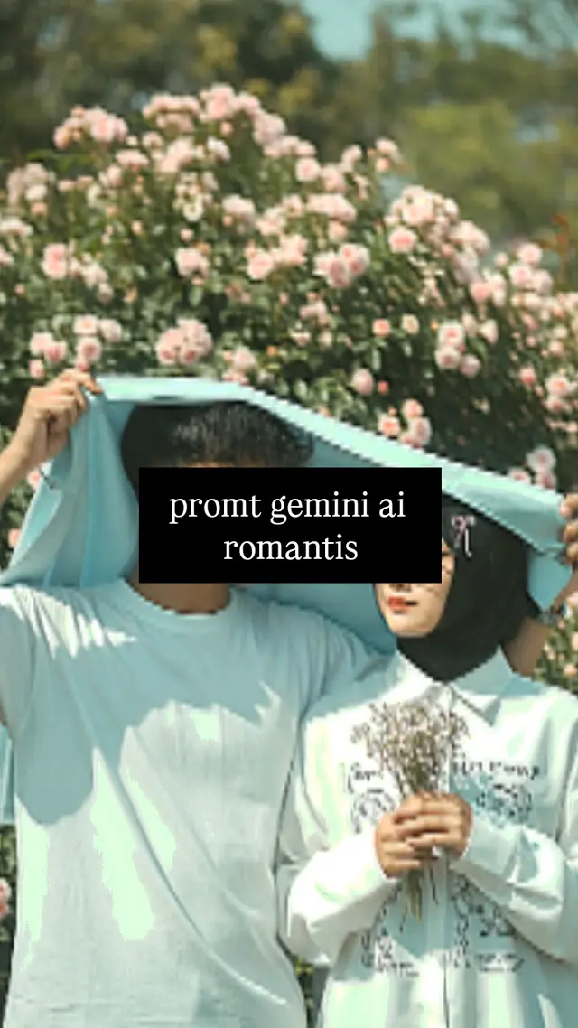 PROMT:Buat aku dan wanitaku berfoto bersama sesuai teks dibawah (jangan ubah wajah dan gaya rambut nya): Foto bergaya romantis dan sinematik dengan atmosfer lembut khas musim semi di Jepang. Adegan diambil di taman yang dipenuhi semak bunga mawar kecil berwarna merah muda pucat, menciptakan latar belakang alami yang penuh tekstur dan kedalaman warna hijau. Komposisi menampilkan dua orang berdiri sangat dekat, membentuk suasana hangat dan intim di bawah cahaya matahari yang lembut. Pria mengenakan kaos putih polos dengan potongan kasual, memegang kain atau jaket berwarna biru muda di atas kepala wanita untuk melindunginya dari sinar matahari, menciptakan permainan bayangan yang halus di wajah dan pakaian mereka. Wanita mengenakan oversized long sleeve putih dengan desain ilustrasi bergaya doodle hitam dan tulisan kecil di bagian depan; potongannya longgar, memberi kesan effortless dan lembut. Ia memegang beberapa bunga kecil berwarna ungu muda dan putih di tangannya, menambah nuansa romantis dan sederhana. Pencahayaan menggunakan cahaya alami matahari siang dengan tone hangat lembut, menghasilkan efek glowing pada kulit dan highlight halus di rambut. Suasana foto terasa dreamy dan tenang, dengan saturasi warna yang rendah, kontras lembut, dan dominasi warna pastel (putih, biru muda, hijau daun, pink bunga). Kamera diatur dengan lensa 50mm atau 85mm aperture lebar (f/1.4–f/2.0) untuk menciptakan depth of field dangkal dan efek bokeh halus di latar belakang bunga. Angle pengambilan dari setinggi dada, framing medium close-up, fokus pada interaksi dan gesture tubuh — posisi tangan pria di atas kepala wanita dan tatapan wanita menghadap ke sang pria, memberi kesan emosional dan tulus. Sedang kan pria menghadap kearah lain. Gaya keseluruhan menyerupai foto pasangan dalam editorial majalah Jepang era 2000-an dengan tone analog modern — perpaduan antara dokumentasi spontan dan sentuhan artistik. Efek film halus, grain tipis, white balance hangat sedikit kehijauan, serta pencahayaan alami yang memunculkan kesan nostalgia dan keintiman yang nyata. #fyppppppppppppppppppppppp #fyp #masukberanda #geminiaiprompt 