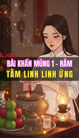 BÀI KHẤN MÙNG 1 – RẰM TÂM LINH LINH ỨNG Nam mô A Di Đà Phật (3 lần). Con cúi lạy chín phương Trời, mười phương Chư Phật, Chư Phật mười phương. Con kính lạy Hoàng Thiên Hậu Thổ, Chư vị Tôn Thần. Con kính lạy Ngài Kim Niên Đương Cai Thái Tuế Chí Đức Tôn Thần. Con kính lạy Ngài Đông Trù Tư Mệnh Táo Phủ Thần Quân. Con kính lạy Ngài Bản Cảnh Thành Hoàng Chư vị Đại Vương. Con kính lạy Ngài Bản Gia Thổ Địa, Bản Gia Táo Quân, cùng toàn thể Ngũ Phương – Ngũ Thổ – Long Mạch Phúc Đức Chính Thần cai quản trong khu vực này. Con cũng kính lạy liệt vị gia tiên tiền tổ: Cao Tằng Tổ Khảo, Cao Tằng Tổ Tỷ, chư vị Cô Gì Chú Bác, Thúc Bá Đệ Huynh, Bà Cô Ông Mãnh, nội ngoại tông thân… Cúi mong các vị giáng lâm chứng giám, thương xót con cháu, thụ hưởng lễ vật thành tâm. Hôm nay là ngày mùng Một tháng… năm…, Tín chủ chúng con thành tâm sắm sửa hương đăng, hoa quả, trà nước tinh khiết; thắp nén tâm hương kính dâng trước án. Chúng con cúi xin chư vị minh thần chứng giám, tiếp nhận lòng thành nhỏ bé. Cúi mong các ngài phù hộ độ trì cho toàn gia: – Thân an tâm lạc, khỏe mạnh bình yên. – Tài lộc hanh thông, công việc suôn sẻ. – Bốn mùa thuận hòa, tám tiết bình an. – Lộc đến cửa, phúc vào nhà, việc dữ hóa lành, việc lành thêm tốt. – Con cháu học hành tấn tới, ra ngoài gặp quý nhân, gia đạo hòa thuận, cửa nhà hưng thịnh. Chúng con xin được mở tâm mở trí, sáng nghĩ sáng lòng, đi đúng đường đúng lối, làm điều thiện lành, sống biết trước biết sau, không dám trái đạo nghịch nhân. Cúi xin chư vị Tổ tiên và chư vị Tôn thần luôn soi đường chỉ lối, dắt dẫn con cháu trên đường đời, cho chúng con làm đâu được đó, tính việc chi cũng thuận lợi hanh thông. Nam mô A Di Đà Phật (3 lần).#phongthuygialinh #thocung #vankhan #phongthuy #tamlinh 