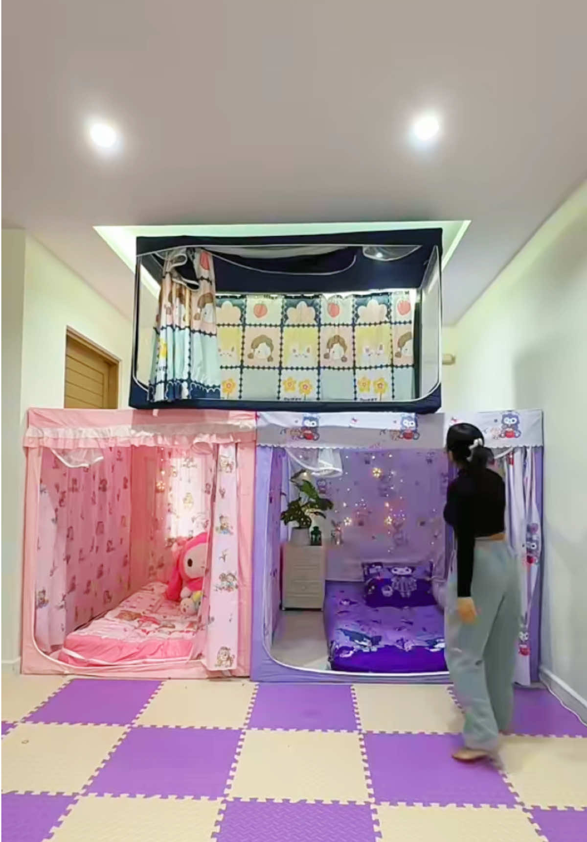 มุ้งห้องส่วนตัวแบบสามห้องนอนในหนึ่งห้องเดียว🛍️✨☘️💫🦖##ฟีดดดシ##ห้องส่วนตัวมุ้งมีผ้าม่านกันยุง##ขึ้นฟีดเถอะขอร้อง🥺🙏##ขึ้นฟีดเถอะ##มุ้งม่านแบบห้องส่วนตัว