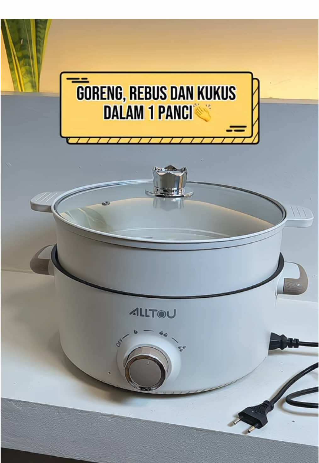 Sekarang kalo masak mau goreng, rebus atau kukus bisa pakai 1 panci ini aja, panci listrik multifungsi dari @ALLTOU Indonesia  #panci #pancilistrik #panciantilengket #pancimultifungsi  #masak 