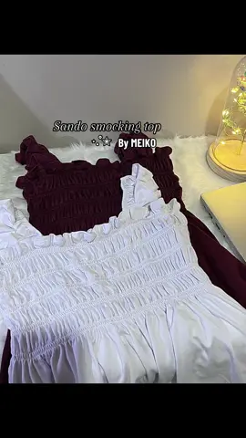 super prettyy!! BUY 1 TAKE 1 na yan! 💋 #sando #smockingtop #tops #sleevelesstops #buy1take1 