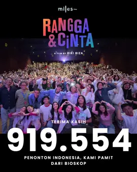 Terima kasih 919.554 teman-teman di Indonesia yang sudah hadir, tertawa, dan menangis bersama Rangga & Cinta di layar lebar. 🫶  Dari awal bertemu hingga hari ini, teman-teman sudah menjadi bagian dari semangat dan perjalanan kisah Rangga & Cinta. Ternyata kenangan masa remaja yang sederhana bisa membuat kita percaya bahwa cinta tak pernah benar-benar pergi. 💌 Sekarang waktunya film Rangga & Cinta pamit dari bioskop. 👋💕 Semoga kisahnya terus hidup di hati dan di setiap purnama yang datang. 🌙 Film Rangga & Cinta A film by Riri Riza The Rebirth of Ada Apa dengan Cinta? #FilmRanggaCinta #AdaApaDenganCinta #AADC 
