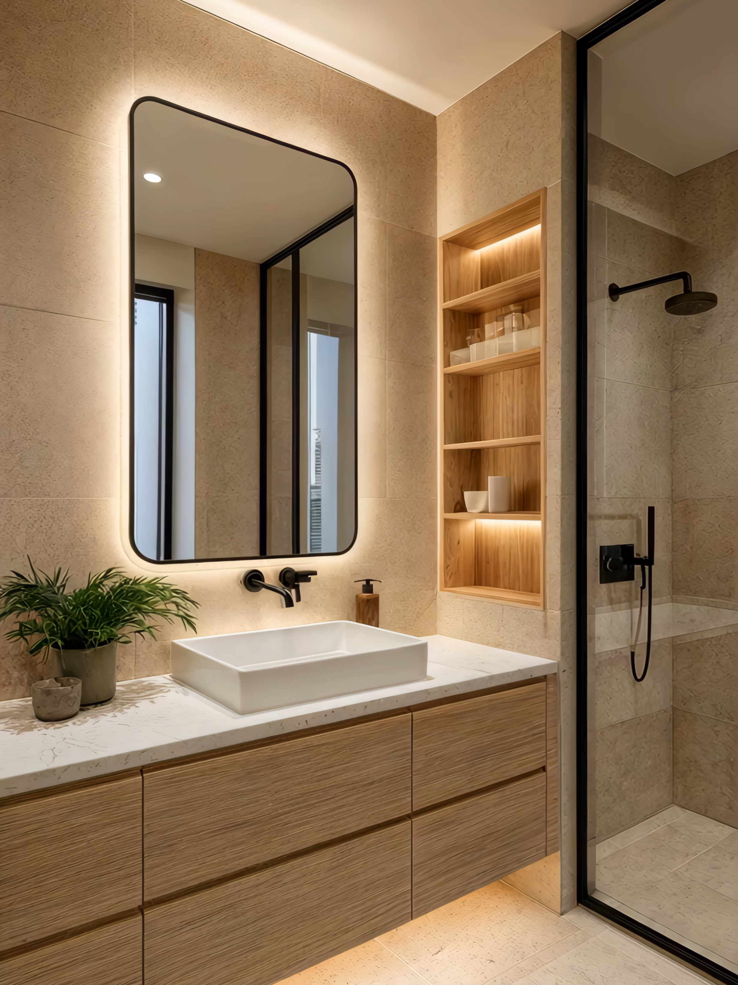 🌙 “Phòng tắm đẹp, tâm trạng cũng đẹp theo. #thietkenoithat #noithattugia #thietkephongtam #noithatphongtam #xuhuong #fyp