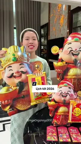 Lịch Tết 2026 hình thần tài tráng gương đẹp, độc đáo #lichtet2026 #lichthantai #lichtreotuong #ngocngannga #nnnlichtet2026 