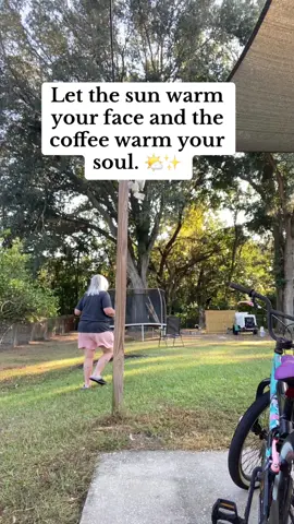 Morning coffee outside hits different. The way the sun dances through the steam… pure magic ☀️☕✨ #morningroutine #coffeetime #aestheticvibes