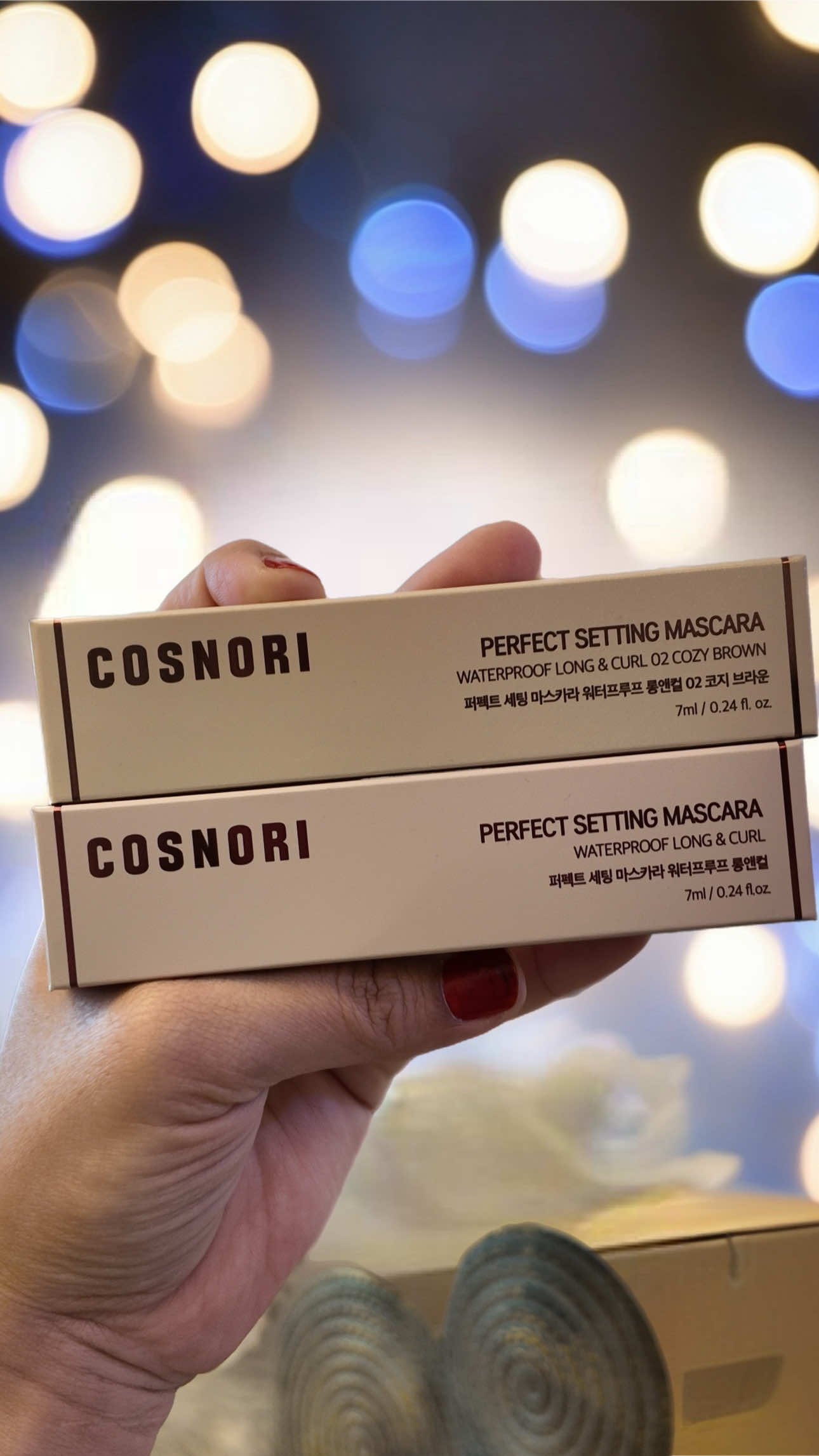 Cosnori waterproof mascara in shade brown. I highly recommend this  #cosnori #waterproofmascara #trending #skincare #makeuptutorial 
