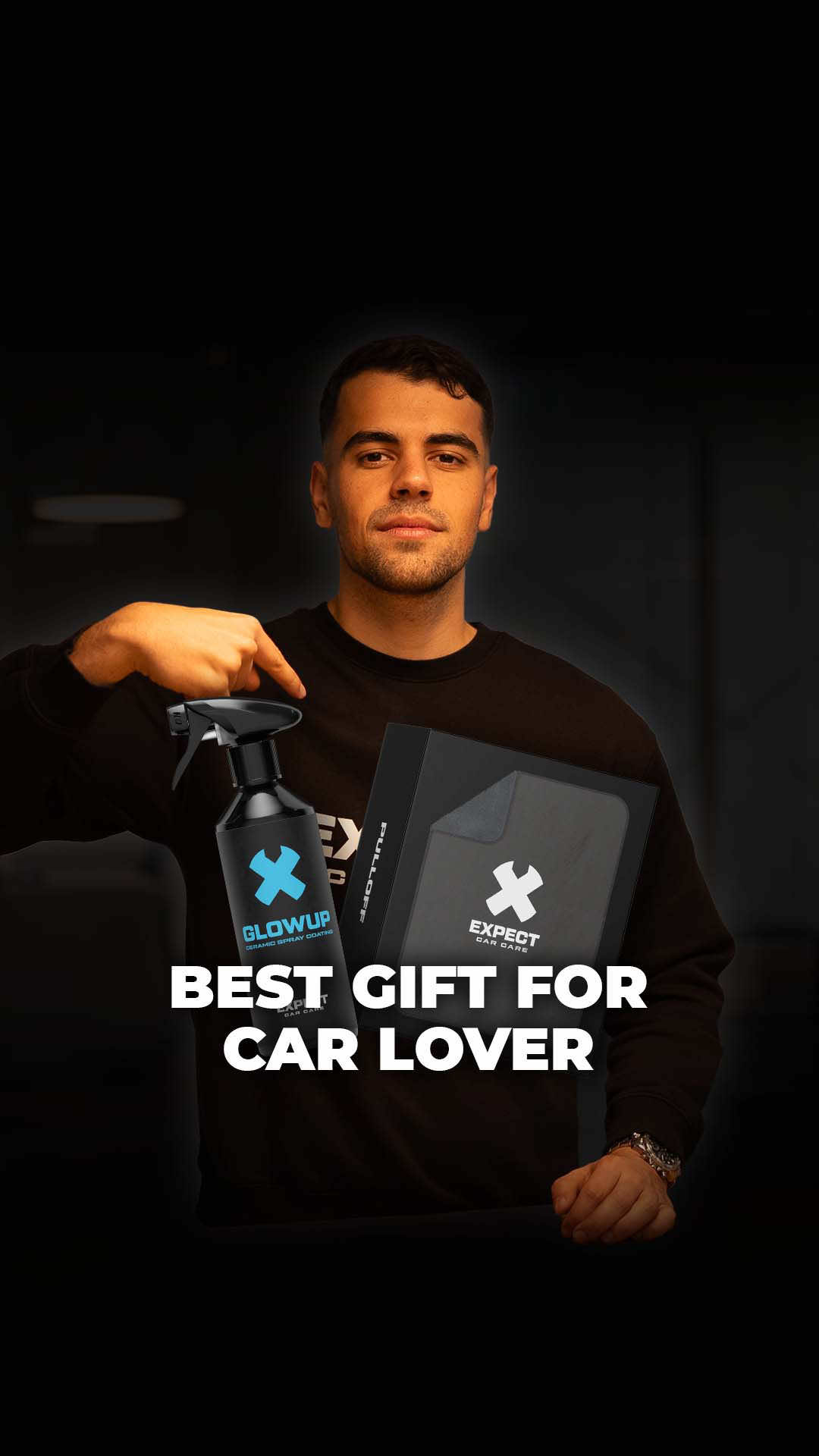 This is the best gift for your family and friends who love their cars. The Glowup & Pulloff Kit. Glowup Ceramic Spray Coating makes your car shine, water & dirt repellent for 2 to 3 months. And you can easily apply it on your entire car in less than 10 minutes. Combined with the Pulloff Drying Towel. To dry your entire car, no matter the size, without leaving streaks of water behind. With its spiraling fibers on only side of the towel it stays lightweight & easy to use to quickly dry your car. This isn’t only a nice gift… It also makes their live easier.