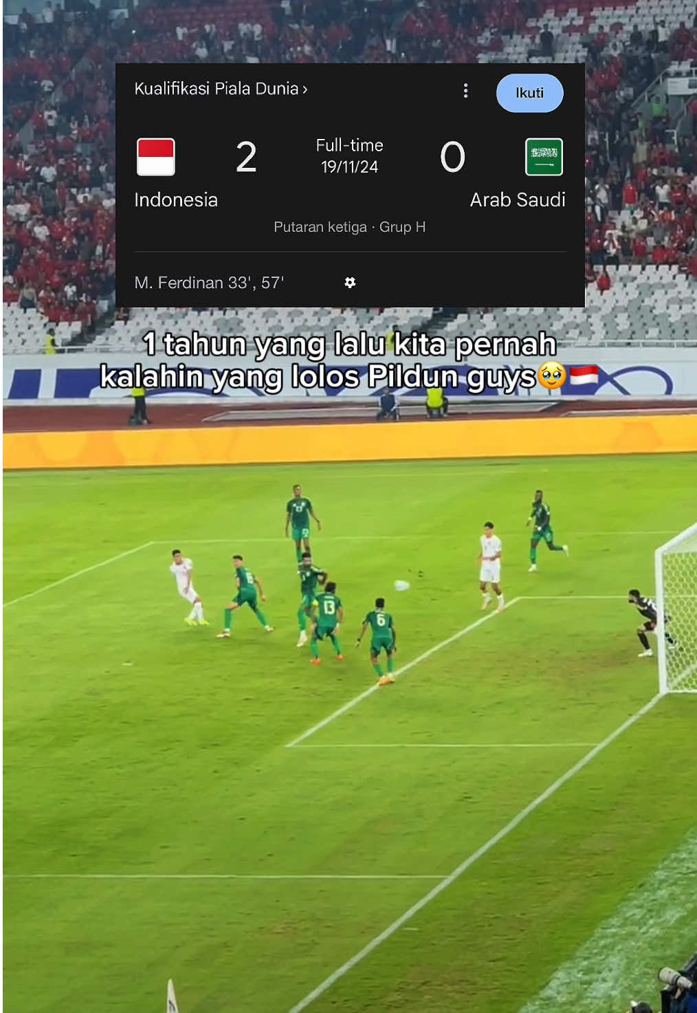 1 Tahun lalu Timnas kita maen King King-an, kalo skrg?😔.. #timnasindonesia #timnasgaruda #bolaindonesia #marselinoferdinan 