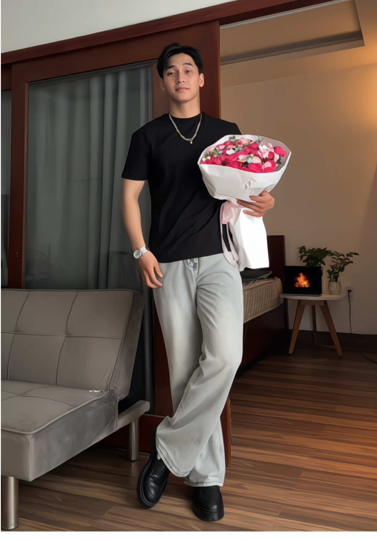 Outfit đơn giản với quần Jean ống loe #phoidonam #outfitideas #quanjeannam #quanongloe #quannamdep 