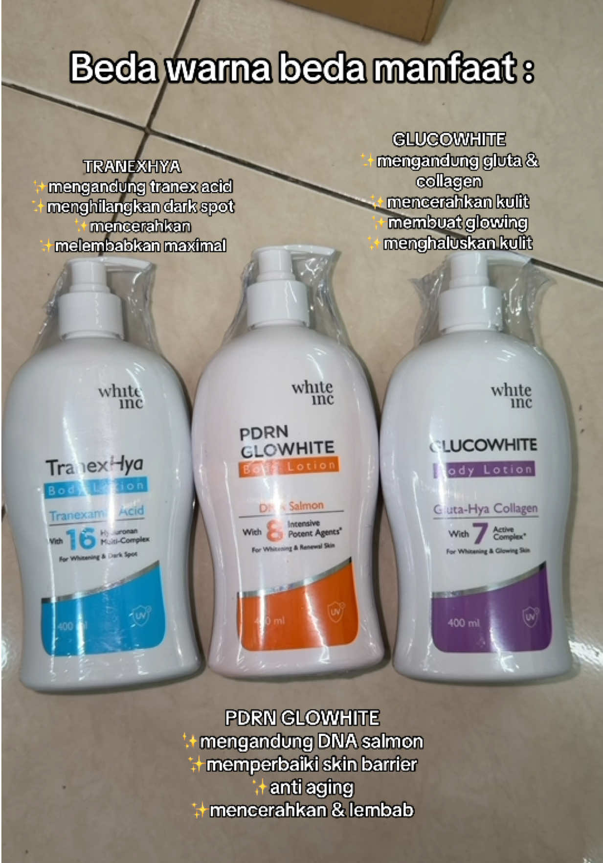 White inc body serum terbaru beda warna beda manfaat yaa #promomakanharian #whiteinc #whiteincbodylotion #bodyserum #bodylotion 