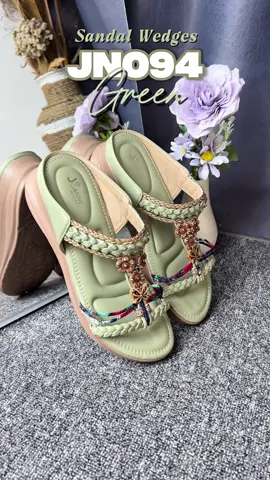 Sandal wedges Jn094 warna green ini bisa bikin looks kamu makin fresh! #fypシ゚ #joanne #viralditiktok #bestseller #sandal 