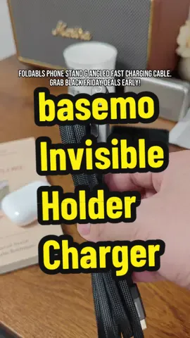 Thickened wires support PD/QC fast charging. Silicone grips prevent slipping. Gravity-activated hinge, stable on desks/beds. Ideal for commuting and work. TechGadgets #StreamingHacks #MultiTasking #tiktokshopblackfriday2025 #basemocharger #fyp 