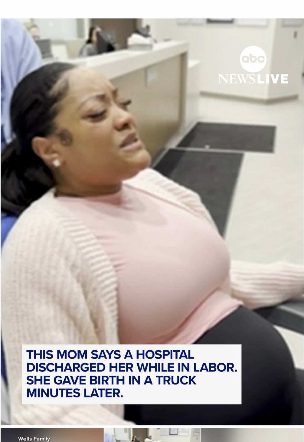 An Indiana woman claims she was wheeled out of a hospital in active labor, forcing her to give birth on the side of a road. Mercedes Wells told @abc7chicago she was discharged from Franciscan Health Crown Point Hospital on November 16, as hospital staff told her to go home to wait for her labor to progress.  She says she then gave birth eight minutes later on the side of the road. #news #pregnancy #maternalhealth #abcnews #hospital 