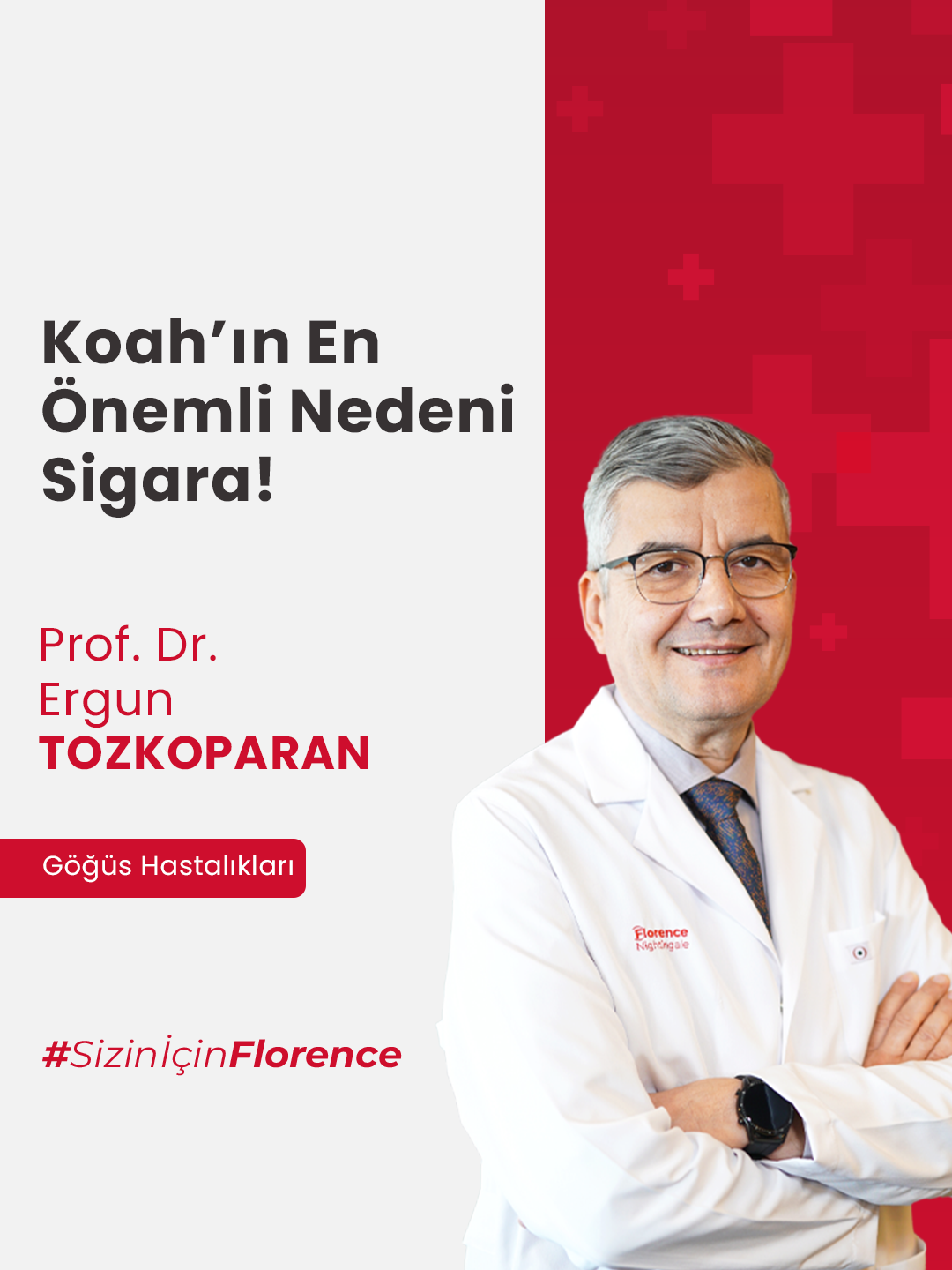 KOAH'ın en önemli sebebi sigaradır! Sağlığınız için sigarayı bırakın. Göğüs Hastalıkları Uzmanı Prof. Dr. Ergun Tozkoparan bilgilendiriyor. #koah #koahbelirtileri #akçiğer #akciğersağlığı #sigara #göğüshastalıkları #erkentanı #solunumsağlığı #nefes #nefesdarlığı #öksürük #balgam #solunum