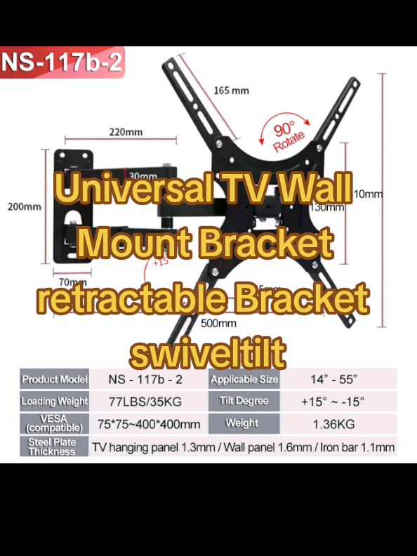 Universal TV Wall MountBracketretractable Bracket swiveltilt.#brakets #