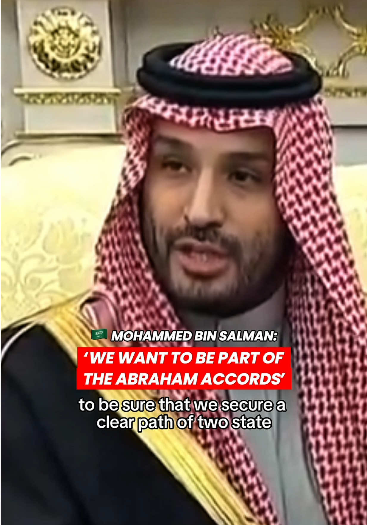 🇸🇦🇮🇱 WATCH as Saudi Crown Prince Mohammed Bin Salman says that Saudi Arabia wants to be part of the Abraham Accords at a meeting at the White House with President Donald Trump. 