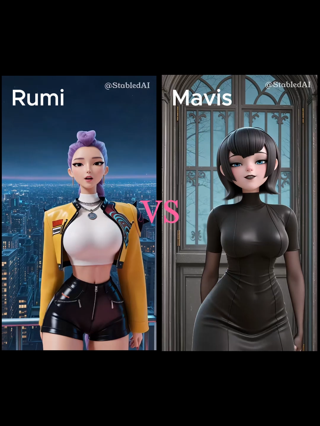 Équipe Rumi contre Équipe Mavis @stabledai #IA #vidéosvirales #tendance #demonhunters #rumi