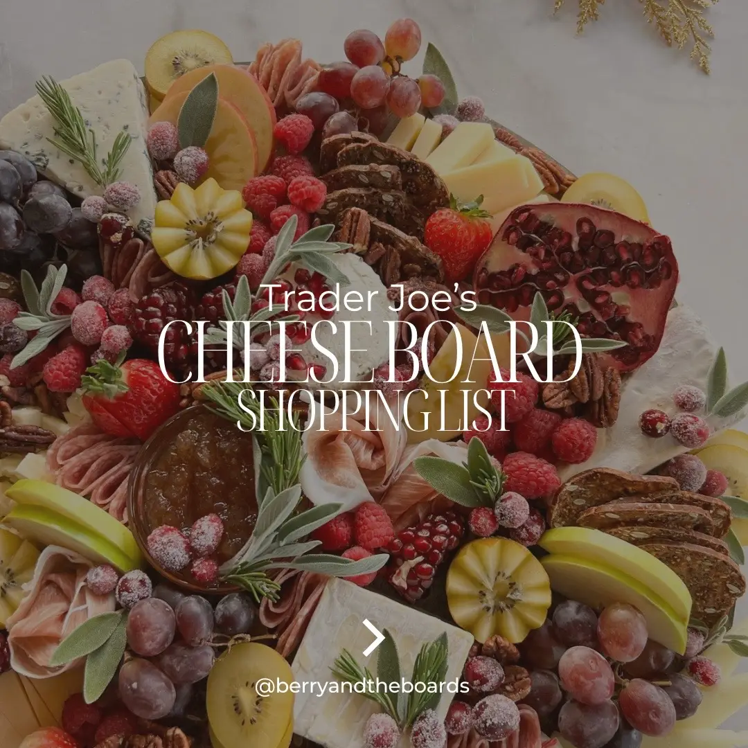 Trader Joe’s Cheese Board Shopping List 🧀🛒 (with prices below)   If you’re building a cheese board and heading to @traderjoes for ingredients, here are my must-grab cheeses and charcuterie for your board. These are the classics I reach for all year long, plus a few special seasonal picks. Save this post to use as your holiday shopping list 🧀✨ My Trader Joe’s Cheese Board Favorites (with prices!) • Unexpected cheddar - $3.99 • Creamy Toscana Soaked in Syrah - $5.88 • Fromage Pave - 6.99  • 12m Aged Manchego - $9.75 • Mimolette - $7.99 • Old Amsterdam Gouda - $7.66 ($12.99 per lb) • Triple crème Brie - $5.79 ($11.49 per lb) • Camembert - $6.99 • Boursin - $4.79 • Port Salut - $11.88 per lb • Salami - $5.49 • Prosciutto - $6.79 • Soprasatta - $5.99 Did I miss any of your go-to favorites? Tell me so I can try them next! 🧀💛